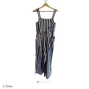 J. Crew Navy and White Vertical Stripe Midi Dress